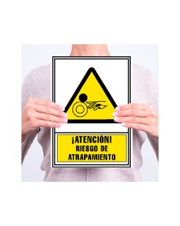 Pictograma archivo 2000 atencion riesgo de atrapamiento pvc amarillo luminiscente 210x297 mm