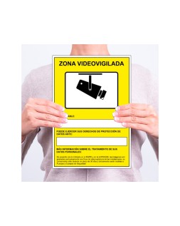 Pictograma archivo 2000 camaras de vigilancia en grabacion las 24 horas pvc amarillo luminiscente 210x297