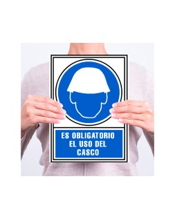 Pictograma archivo 2000 obligatorio uso de casco pvc azul luminiscente 210x297 mm