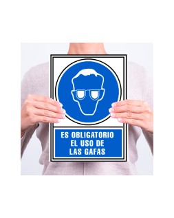 Pictograma archivo 2000 obligatorio uso de gafas pvc azul luminiscente 210x297 mm