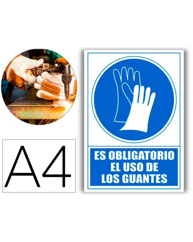 Pictograma archivo 2000 obligatorio uso de guantes pvc azul luminiscente 210x297 mm
