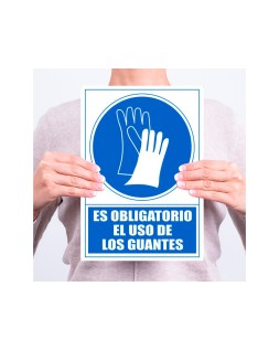 Pictograma archivo 2000 obligatorio uso de guantes pvc azul luminiscente 210x297 mm