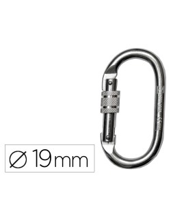 Mosqueton acero apertura 18 mm cierre rosca manual resistencia 25 kn