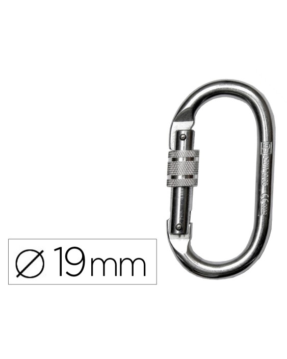 Mosqueton acero apertura 18 mm cierre rosca manual resistencia 25 kn