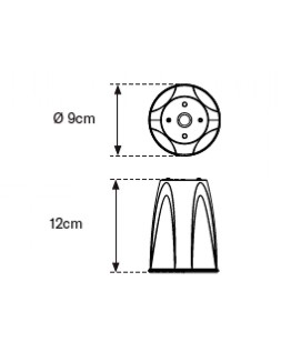 Adaptador para cono faru rojo alto 120 mm diametro 90 mm