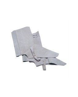 Polaina para soldador faru cuero al cromo ajustable con velcro y hebilla 40 cm