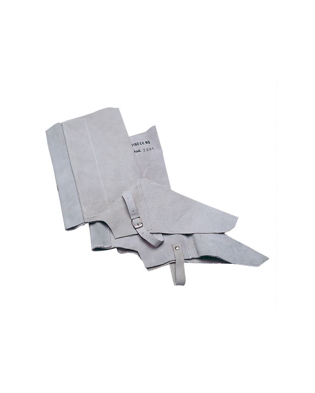 Polaina para soldador faru cuero al cromo ajustable con velcro y hebilla 40 cm