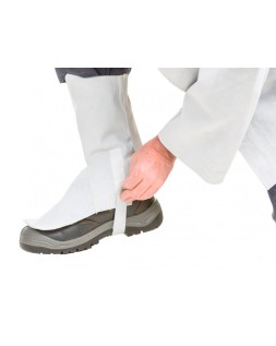 Polaina para soldador faru cuero al cromo ajustable con velcro y hebilla 40 cm