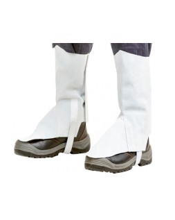 Polaina para soldador faru cuero al cromo ajustable con velcro y hebilla 40 cm