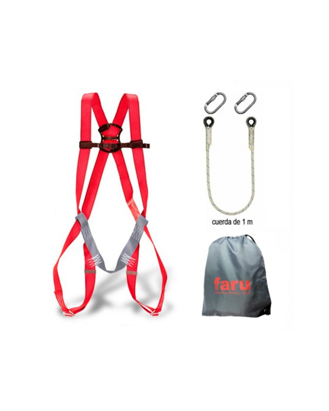 Conjunto anticaidas faru arnes p01 + cuerda c170 + 2 mosquetones virola + bolsa porta arnes