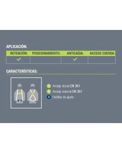 Arnes anticaidas faru dorsal y esternal basico con enganche cincha 45 mm