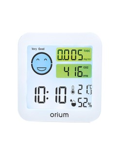 Medidor de aire orium quaelis 20 medidor de co2 y cov superficie 30 m2 pantalla lcd color blanco 8x2,5 x 8 cms