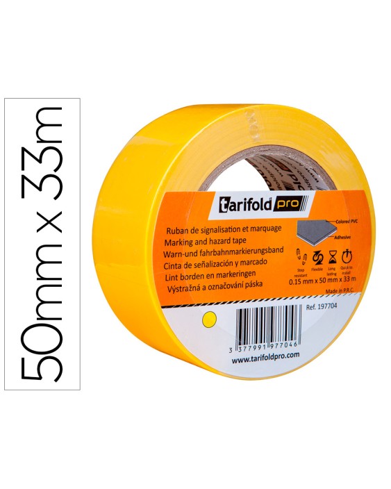 Cinta adhesiva djois para marcaje y señalizacion de suelo 33 m x 50 mm color amarillo