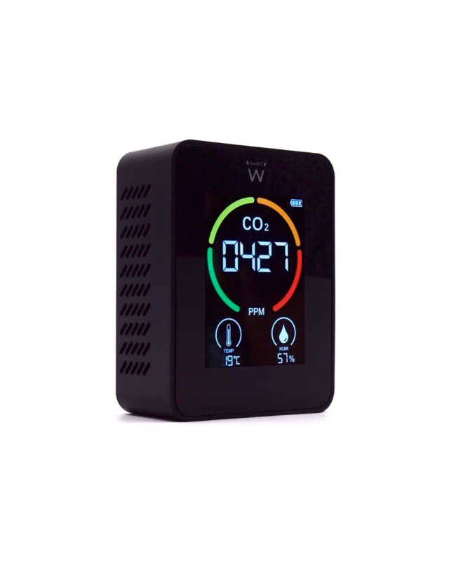 Medidor de co2 ewent pantalla led color detector calidad aire con indicador de temperatura y humedad usb-c