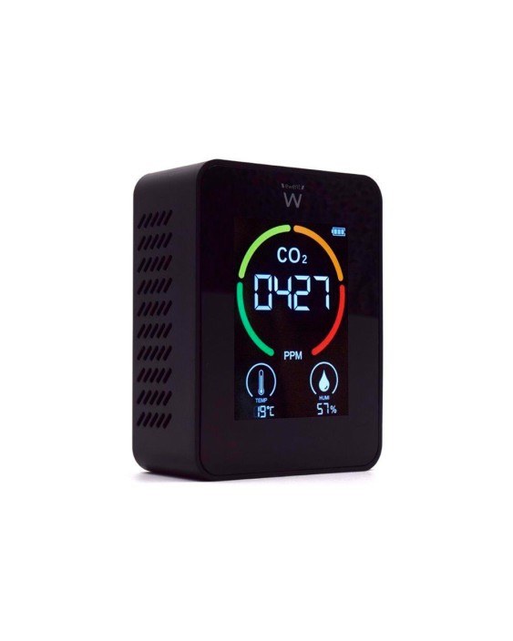 Medidor de co2 ewent pantalla led color detector calidad aire con indicador de temperatura y humedad usb-c