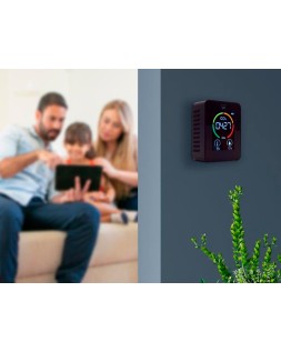 Medidor de co2 ewent pantalla led color detector calidad aire con indicador de temperatura y humedad usb-c