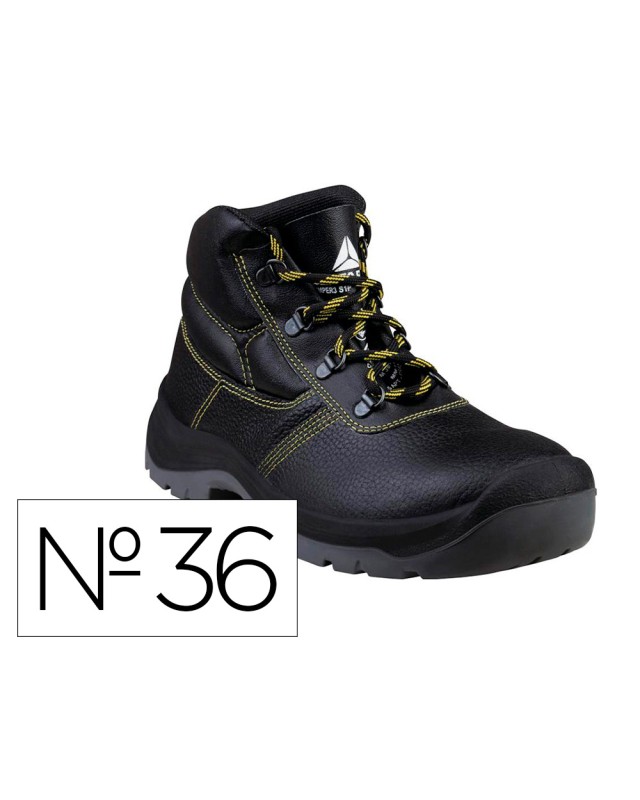 Botas deltaplus de seguridad piel crupon pigmentada suela pu bi-densidad color negro talla 36