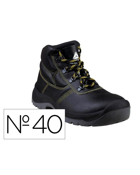 Botas deltaplus de seguridad piel crupon pigmentada suela pu bi-densidad color negro talla 40
