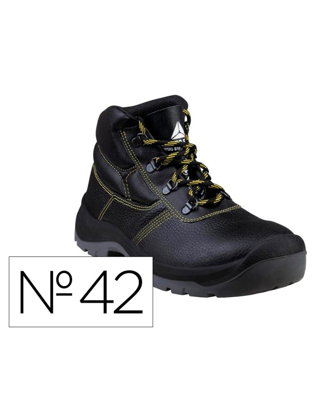 Botas deltaplus de seguridad piel crupon pigmentada suela pu bi-densidad color negro talla 42