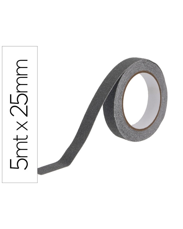 Cinta antideslizante q-connect gris 5 m x 25 mm
