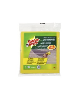 Bayeta multiuso 3m scotch brite amarilla pack 2 unidades + 1 gratis