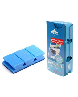 Estropajo salvauñas azul bicapa pack de 3 unidades