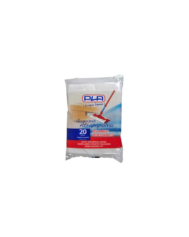 Recambio mopa pla atrapapolvo desechable grande 40x30 cm bolsa de 20 unidades
