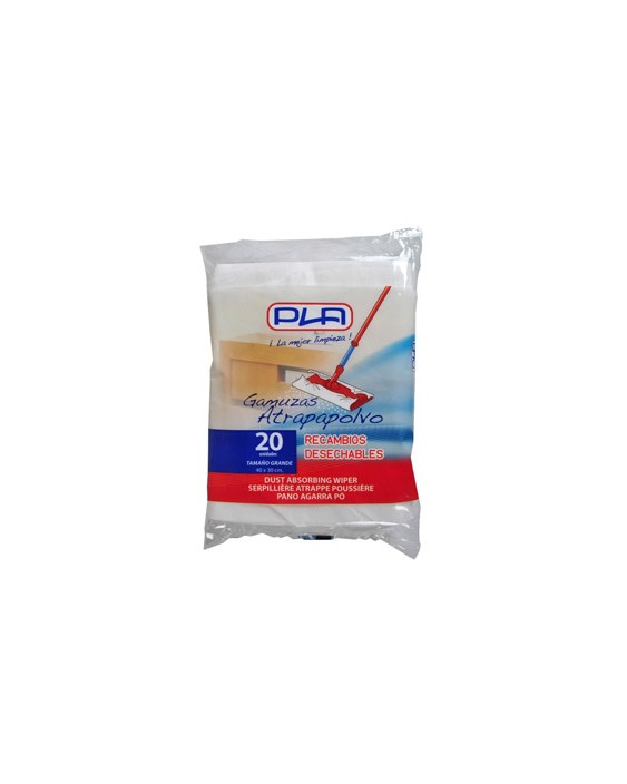 Recambio mopa pla atrapapolvo desechable grande 40x30 cm bolsa de 20 unidades