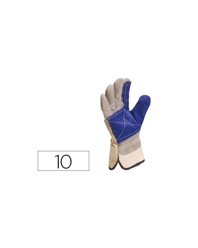 Guantes deltaplus docker serraje vacuno reforzado ideal para trabajos intensivo color gris-azul talla 10
