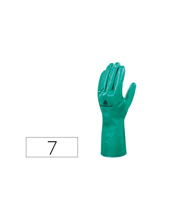 Guantes deltaplus tratado en nitrilo flocado de algodon especial para trabajos con liquidos quimicos talla 7