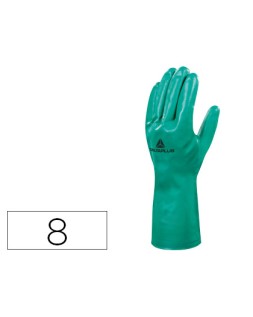 Guantes deltaplus tratado en nitrilo flocado de algodon especial para trabajos con liquidos quimicos talla 8