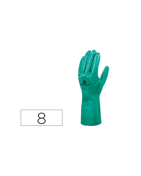 Guantes deltaplus tratado en nitrilo flocado de algodon especial para trabajos con liquidos quimicos talla 8
