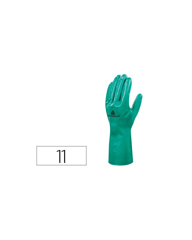 Guantes deltaplus tratado en nitrilo flocado de algodon especial para trabajos con liquidos quimicos talla 11