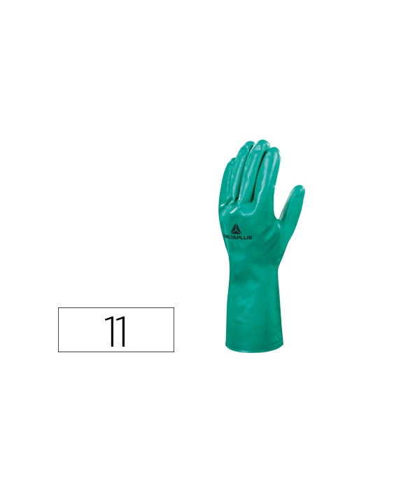 Guantes deltaplus tratado en nitrilo flocado de algodon especial para trabajos con liquidos quimicos talla 11