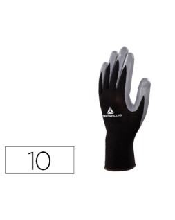 Guantes deltaplus de punto poliester palma de nitrilo especial para mecanica grasas aceites negro-gris talla 10