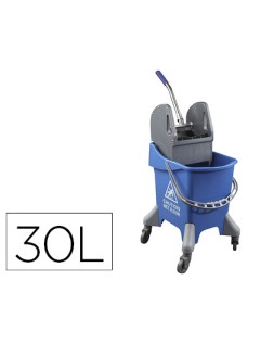 Carro de limpieza con bastidor y escurridor con 4 ruedas 32 l azul 455x370x970 mm