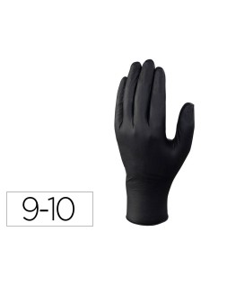 Guantes deltaplus de nitrilo desechable negro caja de 100 unidades talla 9-10