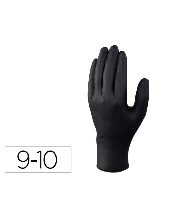 Guantes deltaplus de nitrilo desechable negro caja de 100 unidades talla 9-10