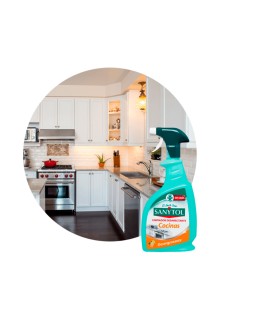 Limpiador desinfectante sanytol para cocinas con pistola pulverizadora bote de 750 ml