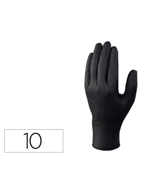 Guantes de nitrilo deltaplus no empolvado desechable talla 10 color negro caja de 100 unidades