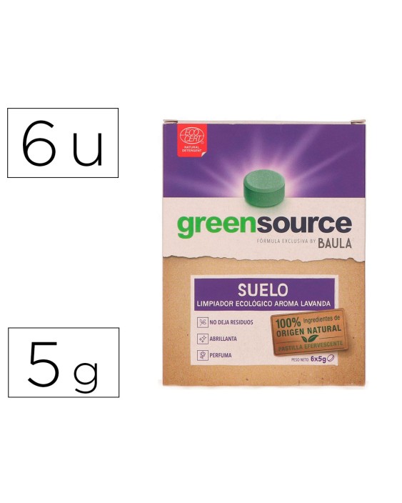 Limpiador de suelos bunzl greensource ecologico pastilla de 5 g paquete de 6 unidades