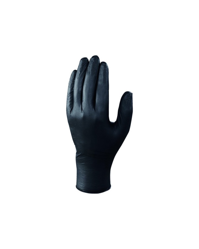 Guantes de nitrilo deltaplus quimico desechable no empolvado talla 8/9 color negro caja de 100 unidades