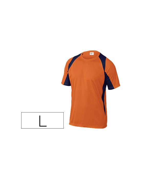 Camiseta deltaplus poliester manga corta cuello redondo tratamiento secado rapido color naranja-marino talla l
