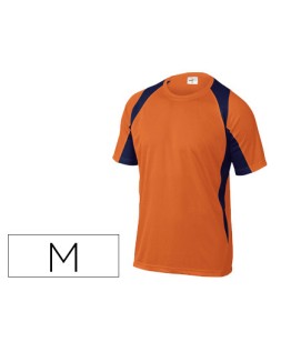Camiseta deltaplus poliester manga corta cuello redondo tratamiento secado rapido color naranja-marino talla m
