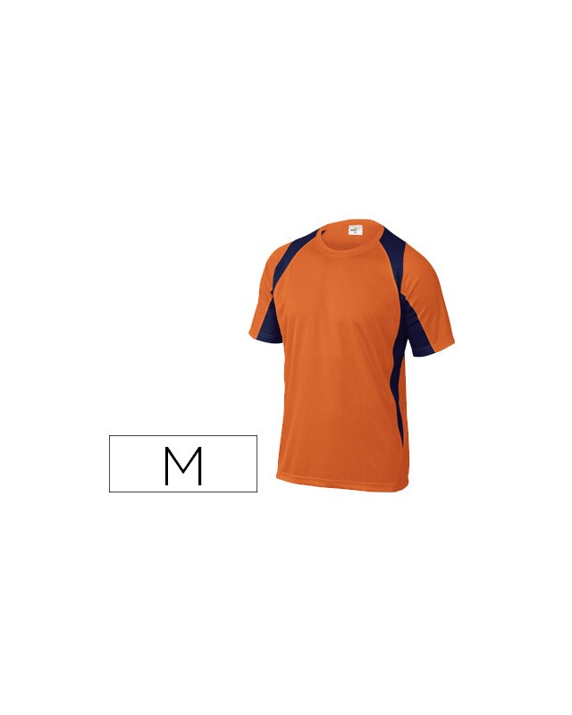 Camiseta deltaplus poliester manga corta cuello redondo tratamiento secado rapido color naranja-marino talla m