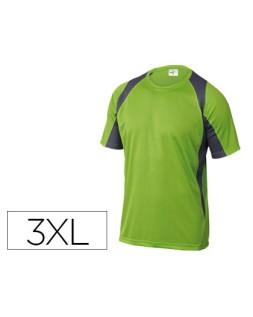 Camiseta deltaplus poliester manga corta cuello redondo tratamiento secado rapido color verde-gris talla 3xl