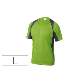 Camiseta deltaplus poliester manga corta cuello redondo tratamiento secado rapido color verde-gris talla l