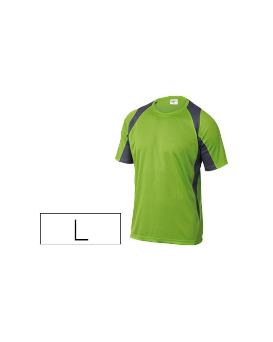 Camiseta deltaplus poliester manga corta cuello redondo tratamiento secado rapido color verde-gris talla l