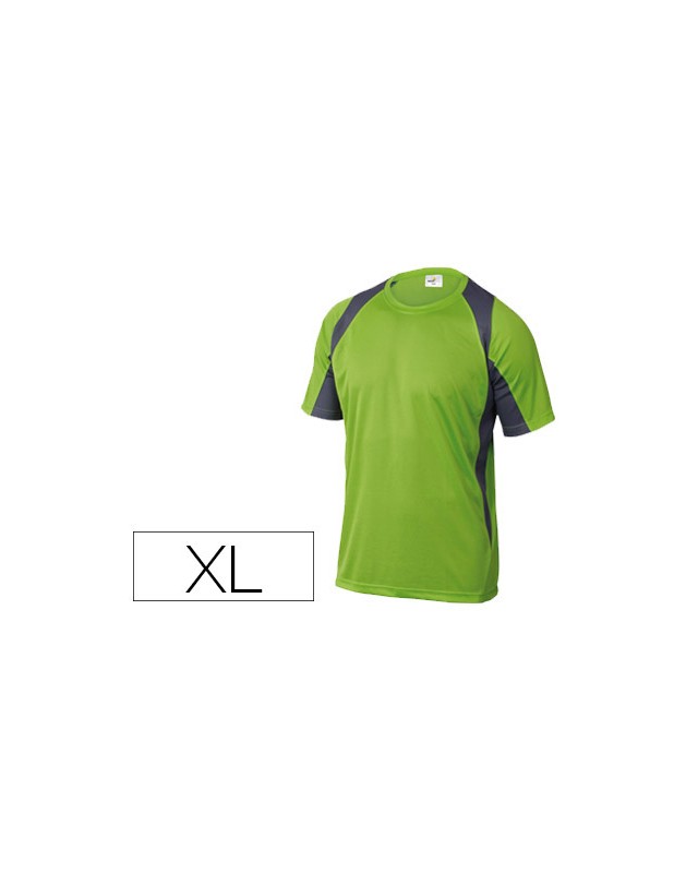 Camiseta deltaplus poliester manga corta cuello redondo tratamiento secado rapido color verde-gris talla xl