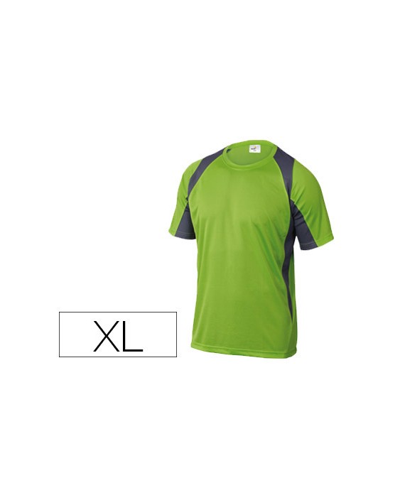 Camiseta deltaplus poliester manga corta cuello redondo tratamiento secado rapido color verde-gris talla xl